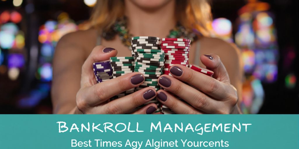 Woman happily playing slot machine with chips.