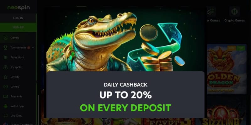 Neospin Casino CA 20 daily cashback-Neospin casino review