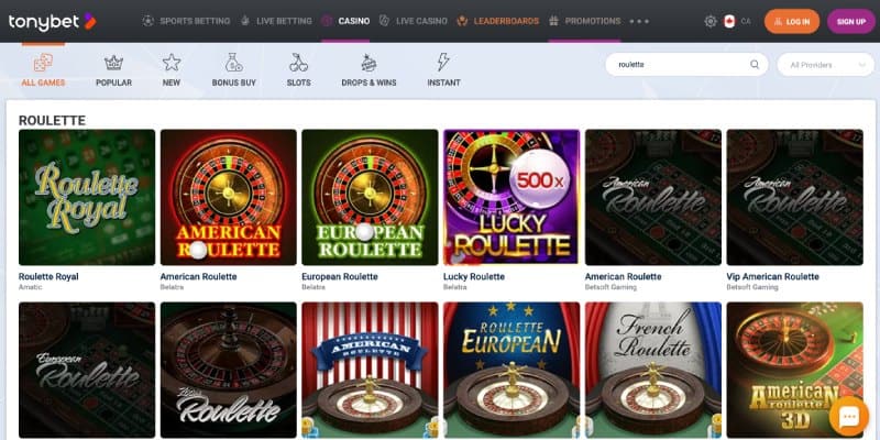 Tonybet Casino CA-online roulette canada